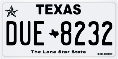 TX license plate DUE8232