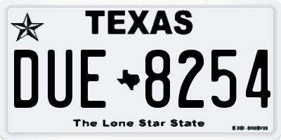 TX license plate DUE8254