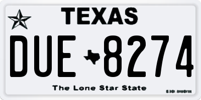TX license plate DUE8274
