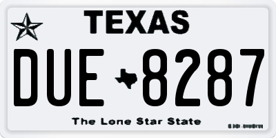 TX license plate DUE8287