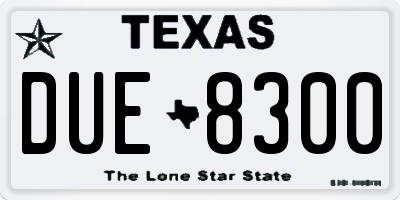 TX license plate DUE8300
