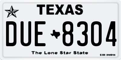 TX license plate DUE8304