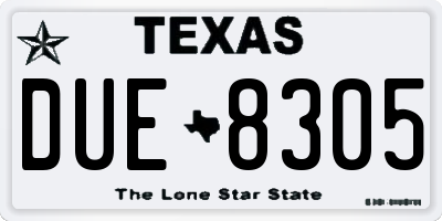 TX license plate DUE8305