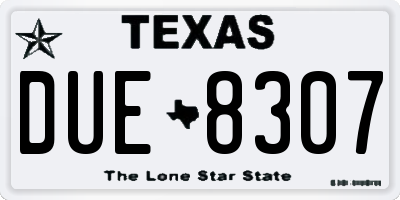 TX license plate DUE8307