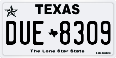 TX license plate DUE8309