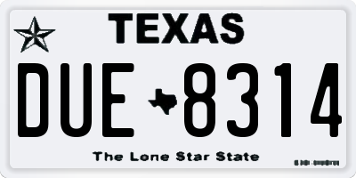 TX license plate DUE8314