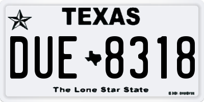 TX license plate DUE8318