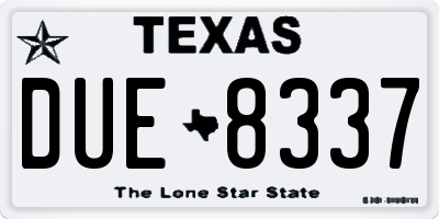 TX license plate DUE8337