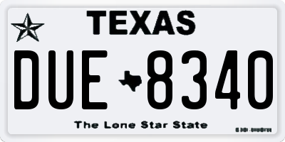TX license plate DUE8340