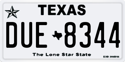 TX license plate DUE8344