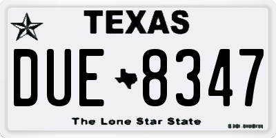 TX license plate DUE8347