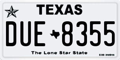 TX license plate DUE8355