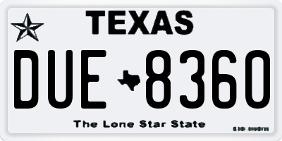 TX license plate DUE8360