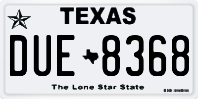 TX license plate DUE8368