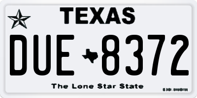 TX license plate DUE8372