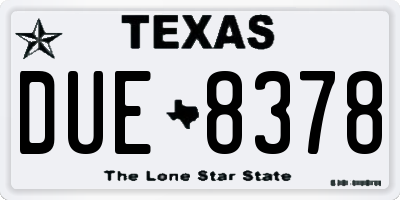 TX license plate DUE8378