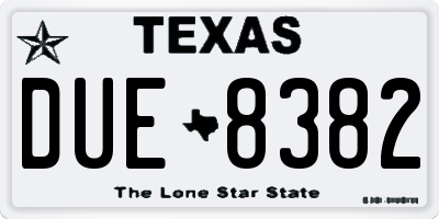 TX license plate DUE8382