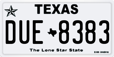TX license plate DUE8383