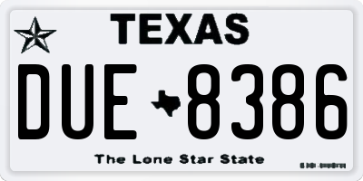TX license plate DUE8386