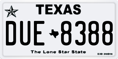 TX license plate DUE8388