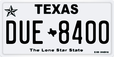 TX license plate DUE8400