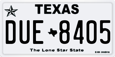 TX license plate DUE8405