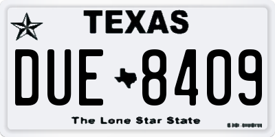 TX license plate DUE8409