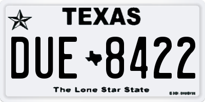 TX license plate DUE8422