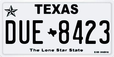 TX license plate DUE8423
