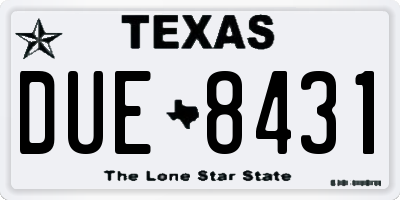 TX license plate DUE8431