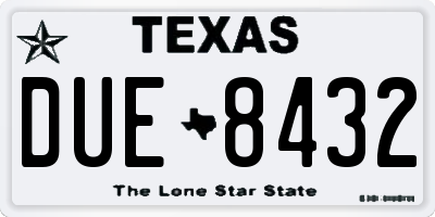 TX license plate DUE8432