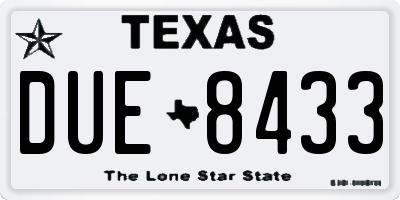 TX license plate DUE8433