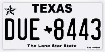 TX license plate DUE8443