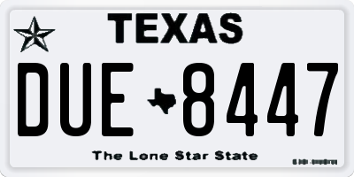 TX license plate DUE8447