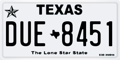 TX license plate DUE8451