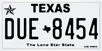 TX license plate DUE8454