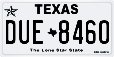 TX license plate DUE8460