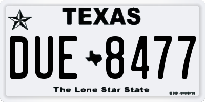 TX license plate DUE8477
