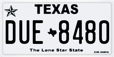 TX license plate DUE8480