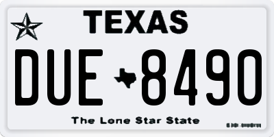TX license plate DUE8490