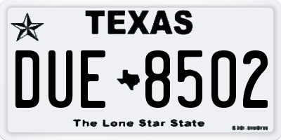 TX license plate DUE8502