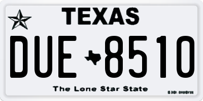 TX license plate DUE8510