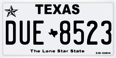 TX license plate DUE8523