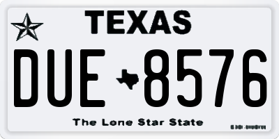 TX license plate DUE8576