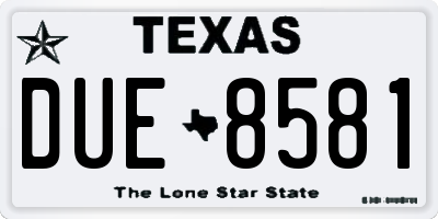 TX license plate DUE8581