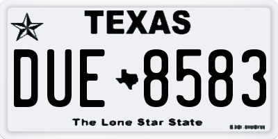 TX license plate DUE8583