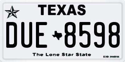 TX license plate DUE8598