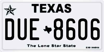 TX license plate DUE8606