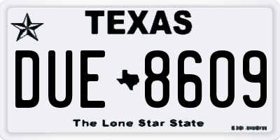 TX license plate DUE8609