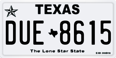 TX license plate DUE8615